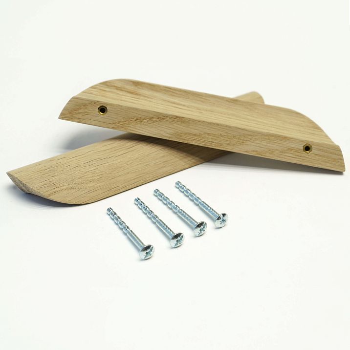 Oval wooden handles with fasteners