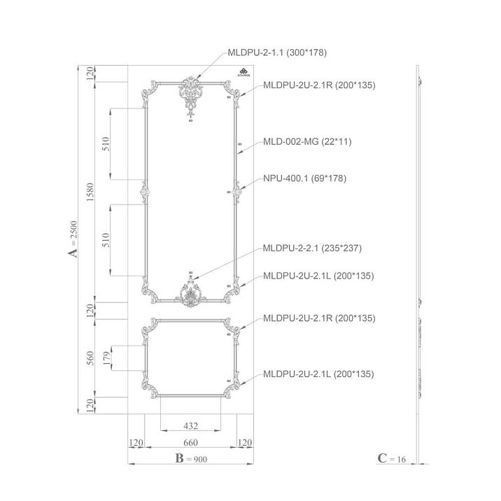 Demonstration stand SVPU‑008 for showroom and client meetings drawing