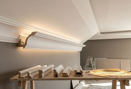 Polyurethane molding for hidden lighting: how to choose a profile for a ceiling niche and light pocket