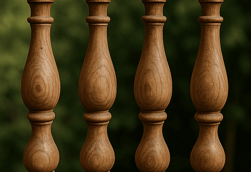 Baluster Wood Novosibirsk &mdash; close-up of classic wooden balusters