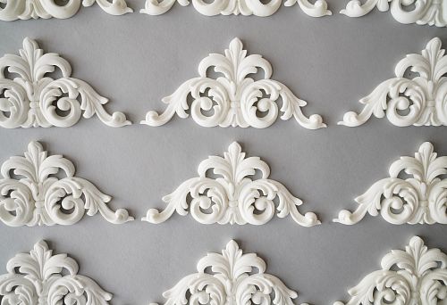 Polyurethane decorative elements with elegant scrolls and floral ornaments