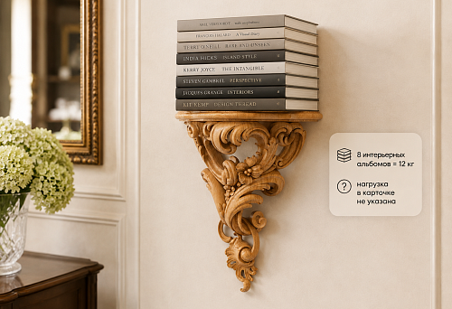 Eight interior albums weigh 12 kg: can you order carved shelf PKR-001 if the load is not specified in the card