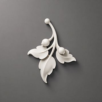 Relief decoration NPU-470L: branch with leaves and berries made of polyurethane. Furniture decoration
