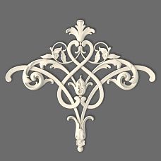 Stucco decor NPU-508 made of polyurethane with openwork volutes, leaves, and intertwining ornament