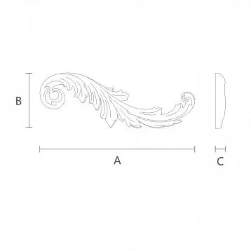 Branch with flower - carved insert N-458R made of wood
