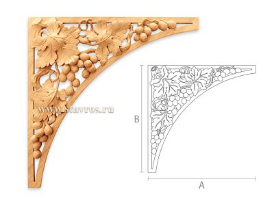 Carved cover plate N-261 в форме углового элемента для декора фасадов, мебели