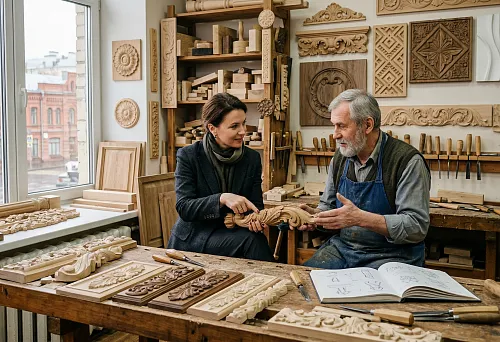 Custom wood carving in Moscow, selection of carved elements for furniture and interior