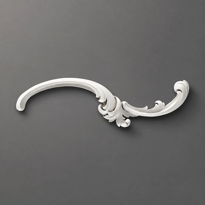 NPU-430R molding decor in close-up with smooth scrolls and botanical motifs