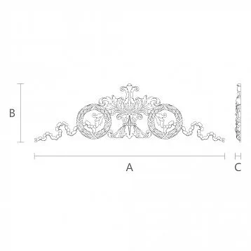 Carved Insert N-183 from Oak with Luxurious Pattern