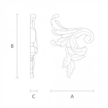 Wooden overlay with wood carving and 3D effect