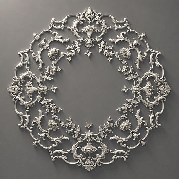 Stucco decoration CPU-066 made of polyurethane, 1345&times;1345&times;19 mm, with baroque floral ornament