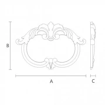 Strict carved wooden inlay from solid oak or beech N-314
