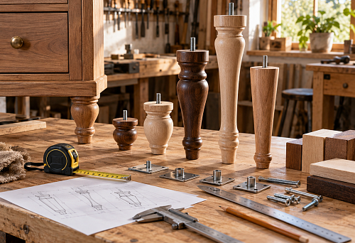 Turned wooden supports for furniture