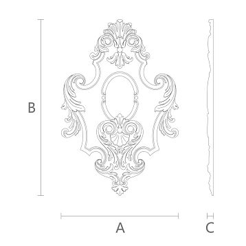 Wooden decor N-149.1 with carved classic ornament from natural wood
