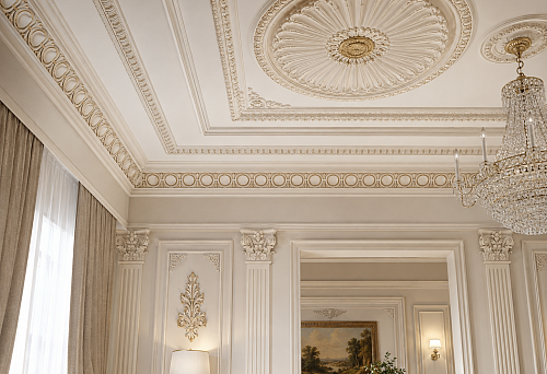 Empire-style polyurethane stucco molding STAVROS in a classic interior