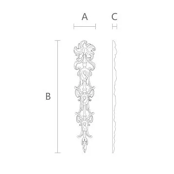 NPU-501 polyurethane molding decor &mdash; a vertical decorative overlay with floral ornament
