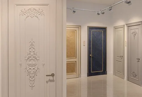 Collection of elegant wooden doors with carved and decorative elements