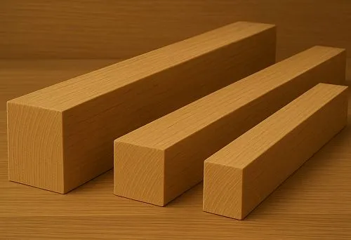 Glued oak beam in various sizes with smooth, even surface and uniform texture