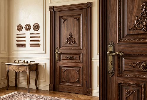 Decorating an interior door with wooden elements