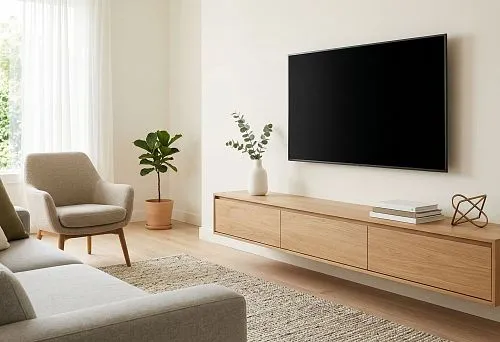 Modern living room furniture and TV stands: how to create a light composition without clutter