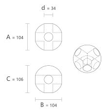 Technical illustration of geometric part KN-019 showing a hole and internal elements.