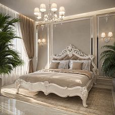 Front bed headboard KRVTC-001-2 on a bed in white color