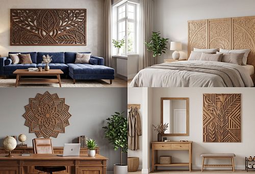 Wooden wall pattern for living room interior