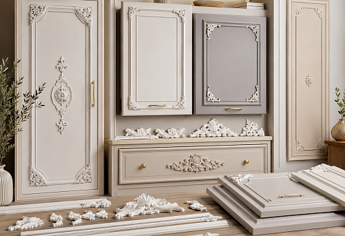 Polyurethane furniture facade decor: what to buy for a wardrobe, kitchen, chest of drawers, and built-in furniture