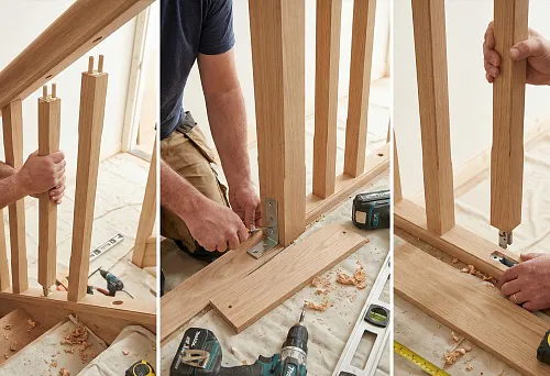 Installing Wooden Balusters on Dowels for Stair Railing Assembly