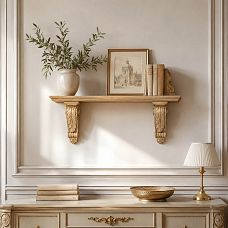 Carved wall shelf PKR-012.2 made of solid wood for an elegant interior.