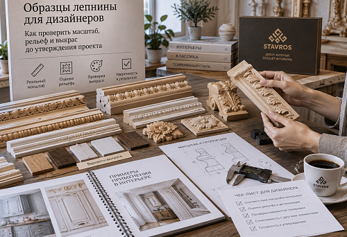 Plaster moulding samples for interior designers