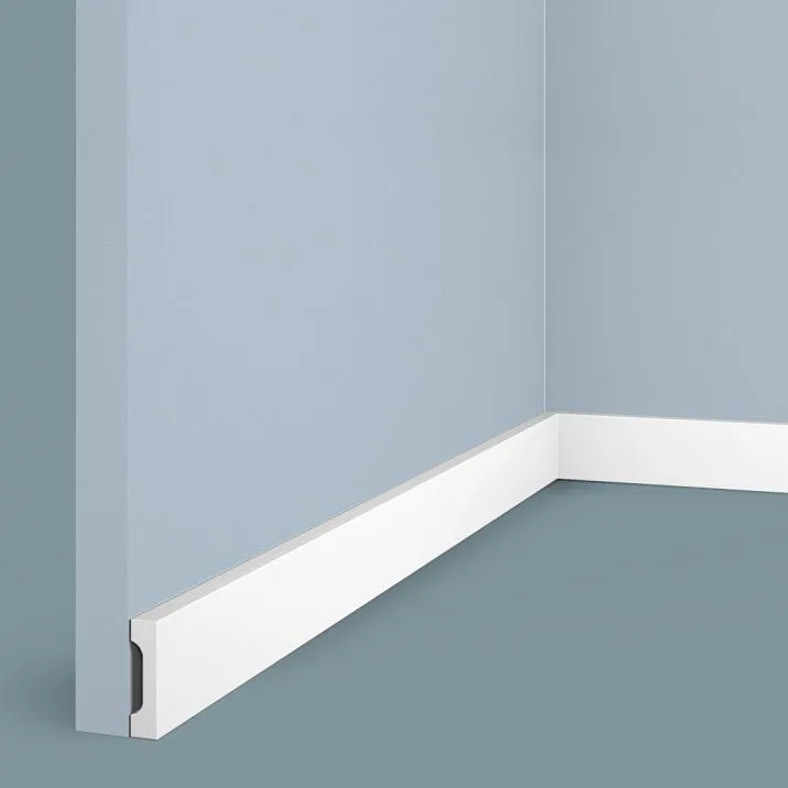 Floor skirting board W40V1 from polystyrene HI WOOD, minimum height 40 mm, smooth surface, white color