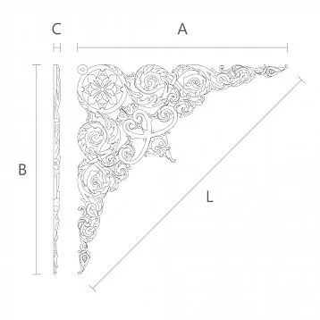 Wood carving with floral pattern &mdash; carved applique N-330 for walls and ceilings