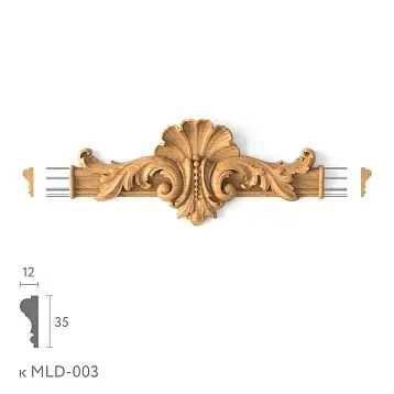 Decorative element N-434.1 made of wood for moldings, 303 &times; 127 &times; 25 mm