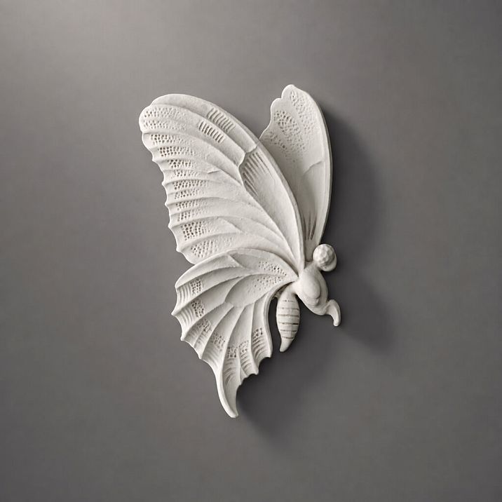 Polyurethane stucco NPU-482L in butterfly shape, close-up