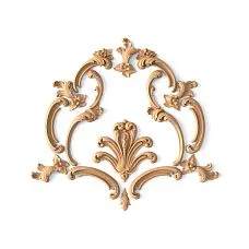 Wooden decor set with carved flowers and leaves