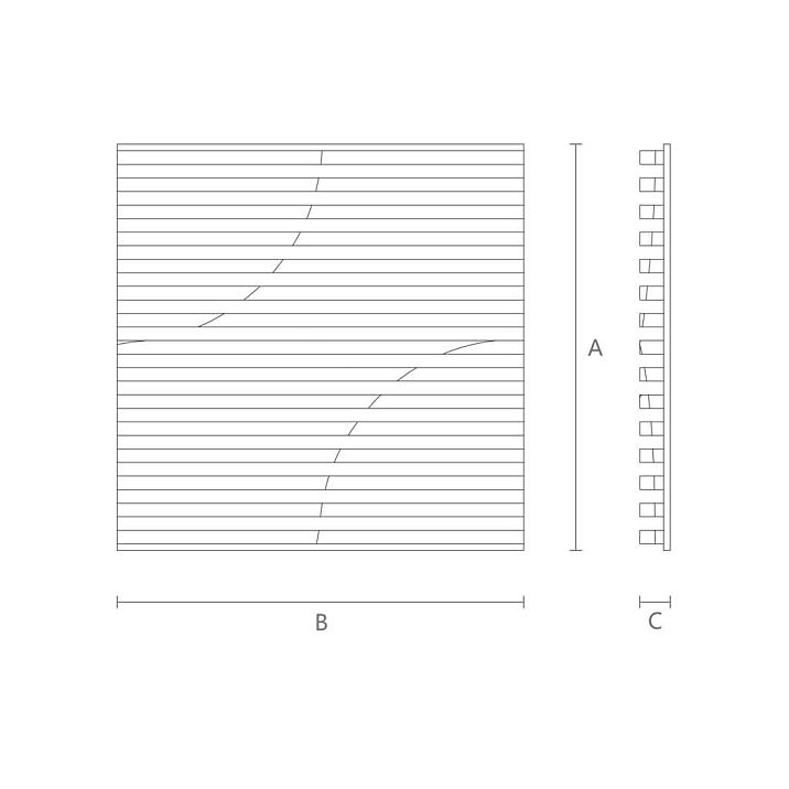 Technical drawing of the DP-002 wooden panel with dimensions 600 &times; 600 &times; 45 mm and side profile