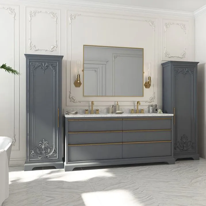 Decorative corner element MLD-2U-1.1 in a bathroom interior, application example