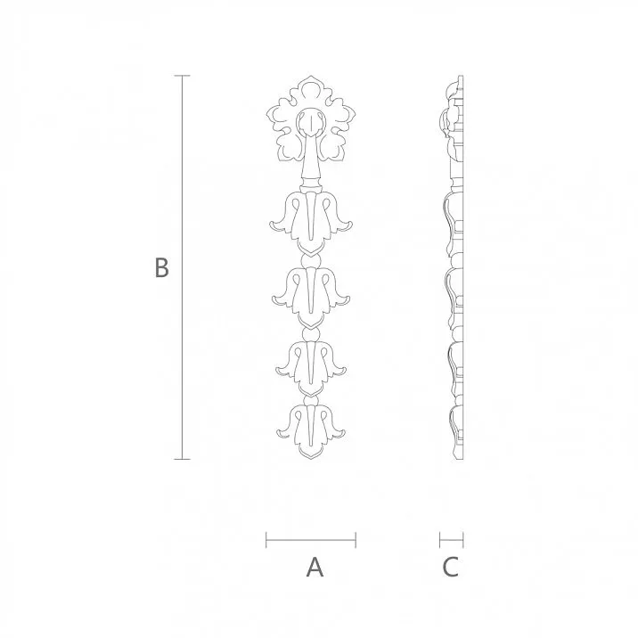Wooden floral decor on insert N-021 drawing