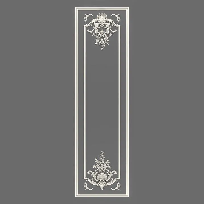CPU-5-3 Molding Decor: Vertical framed panel with Baroque ornament, polyurethane, paintable