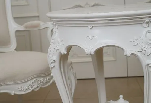 Detailed view of carving on the coffee table