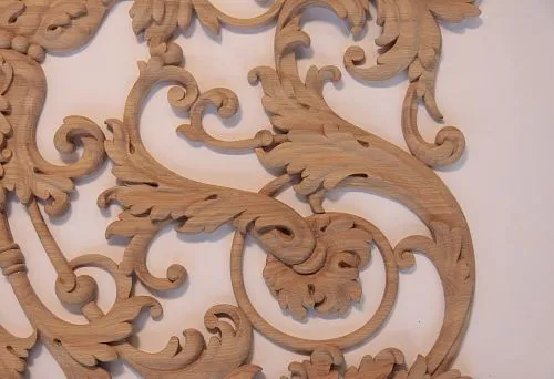 Carved Frame Element from Natural Wood with Classic Ornament