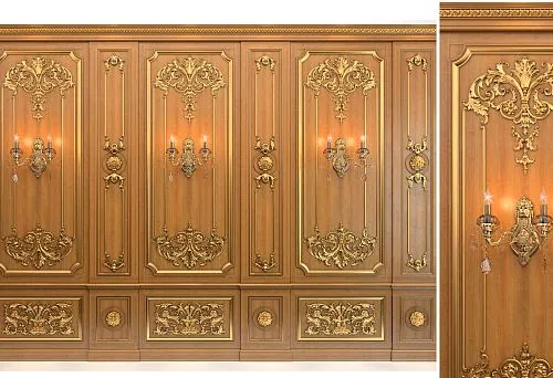 Gilded Carved Wall Decor in Classic Style