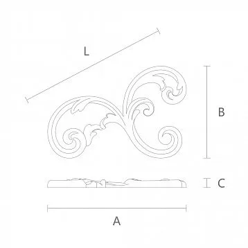 Carved Insert N-283L made of wood with leaf and flower ornament
