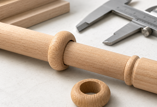 Wooden washer KN-009 and axle MLD-060 for checking fit before painting