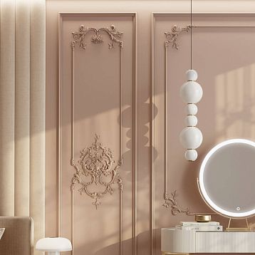 CPU-8-2 'Summer Garden' Molding Decor Kit &mdash; tall Versailles-style wall panel with floral cartouche and flower compositions