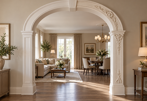 Polystyrene or polyurethane for arch design &mdash; comparison of decorative moldings and stucco for an arched opening