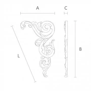 Wooden decorative element with wood carving N-323R in modern style