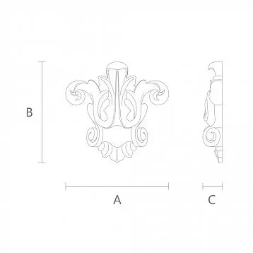 Decorative carved inlay N-225-1-1 made of solid oak for doors
