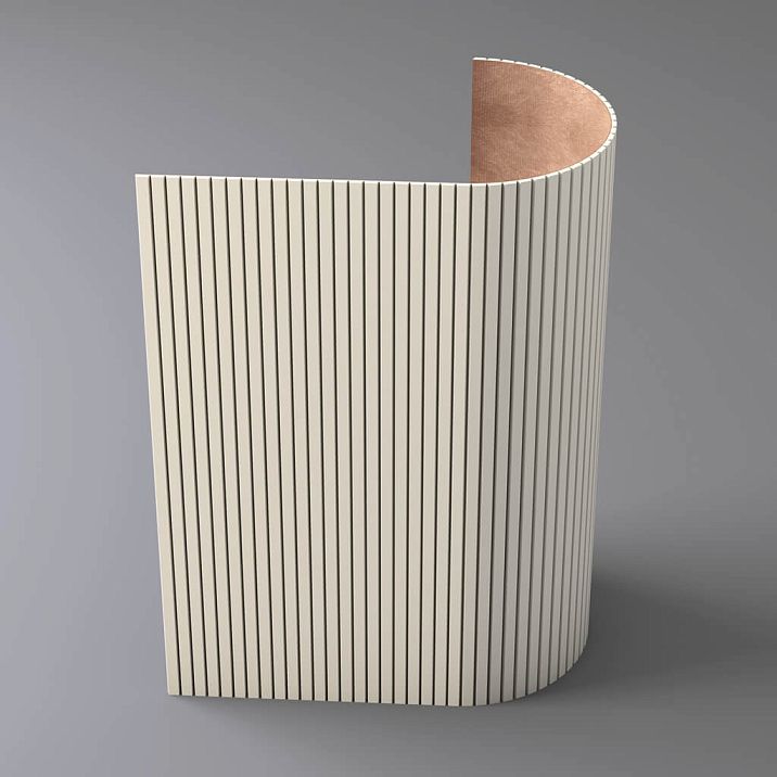Flexible slatted panel PAN-007 for curved walls, columns, and furniture